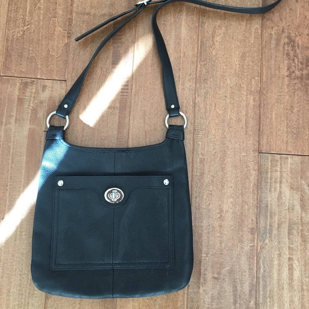 Coach black leather cross body bag